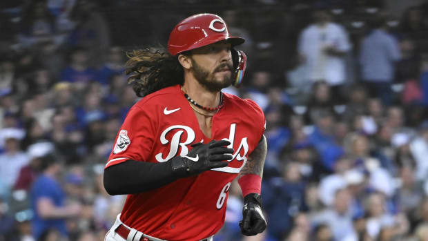 May 27, 2023; Chicago, Illinois, USA; Cincinnati Reds second baseman Jonathan India (6) runs the bases after hitting a two run home run against the Chicago Cubs during the fifth inning at Wrigley Field. Mandatory Credit: Matt Marton-USA TODAY Sports 